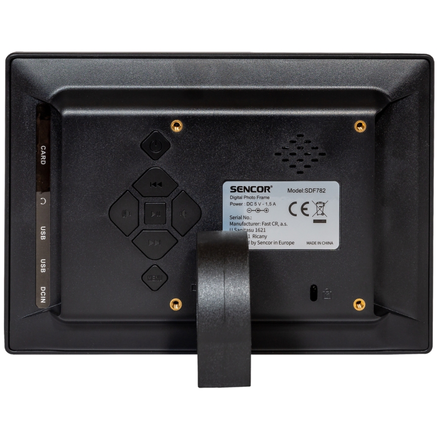 Sencor - Цифровая фоторамка с динамиком 230V черная + дистанционное управление