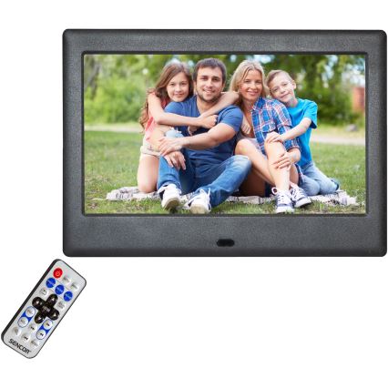 Sencor - Цифровая фоторамка с динамиком 230V черная + дистанционное управление