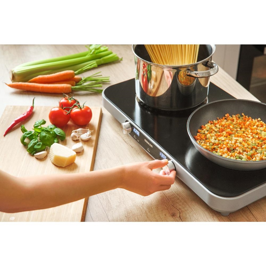 Sencor - Двоконфоркова склокерамічна плита з LCD-дисплеєм 3500 Вт/230 В