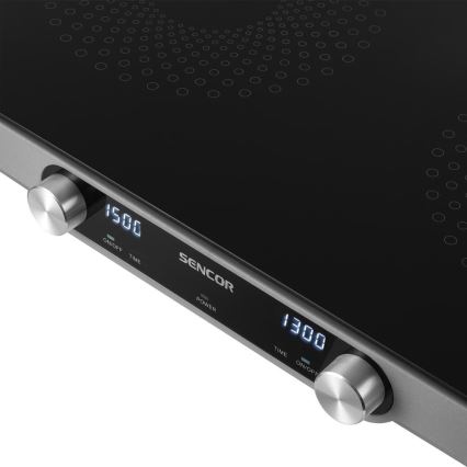 Sencor - Двоконфоркова склокерамічна плита з LCD-дисплеєм 3500 Вт/230 В