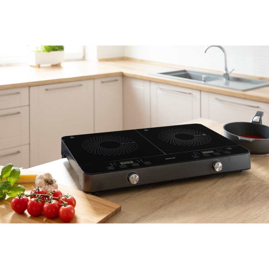 Sencor - Двухзонная индукционная варочная поверхность с LCD-дисплеем 3400W/230V
