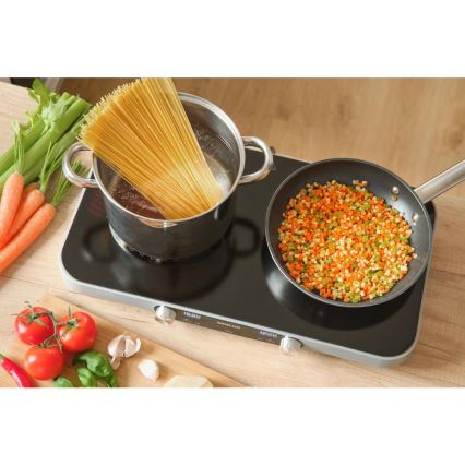 Sencor - Двухконфорочная стеклокерамическая плита с ЖК-дисплеем 3500 Вт/230 В