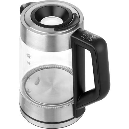 Sencor - Электрический чайник с функцией терморегуляции 1,7 л 2200 Вт/230 В матовый хром/чёрный