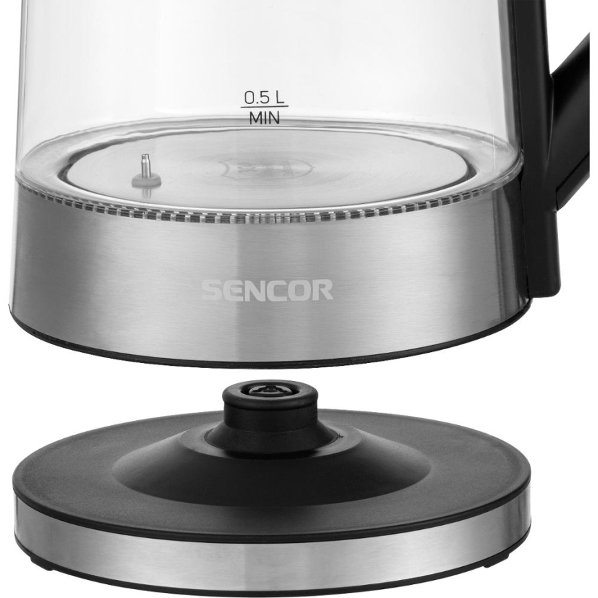 Sencor - Электрический чайник с функцией терморегуляции 1,7 л 2200 Вт/230 В матовый хром/чёрный