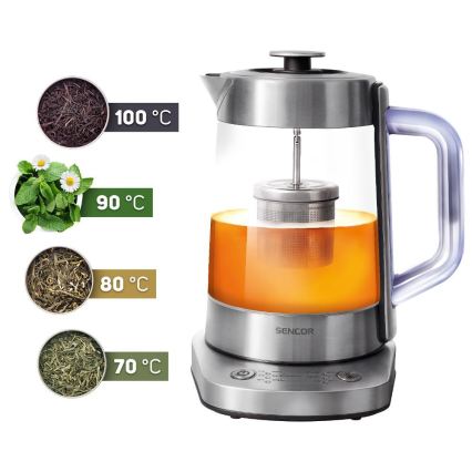 Sencor - Электрический чайник с терморегуляцией, 1,5 л, 1500 Вт/230 В, корпус из нержавеющей стали