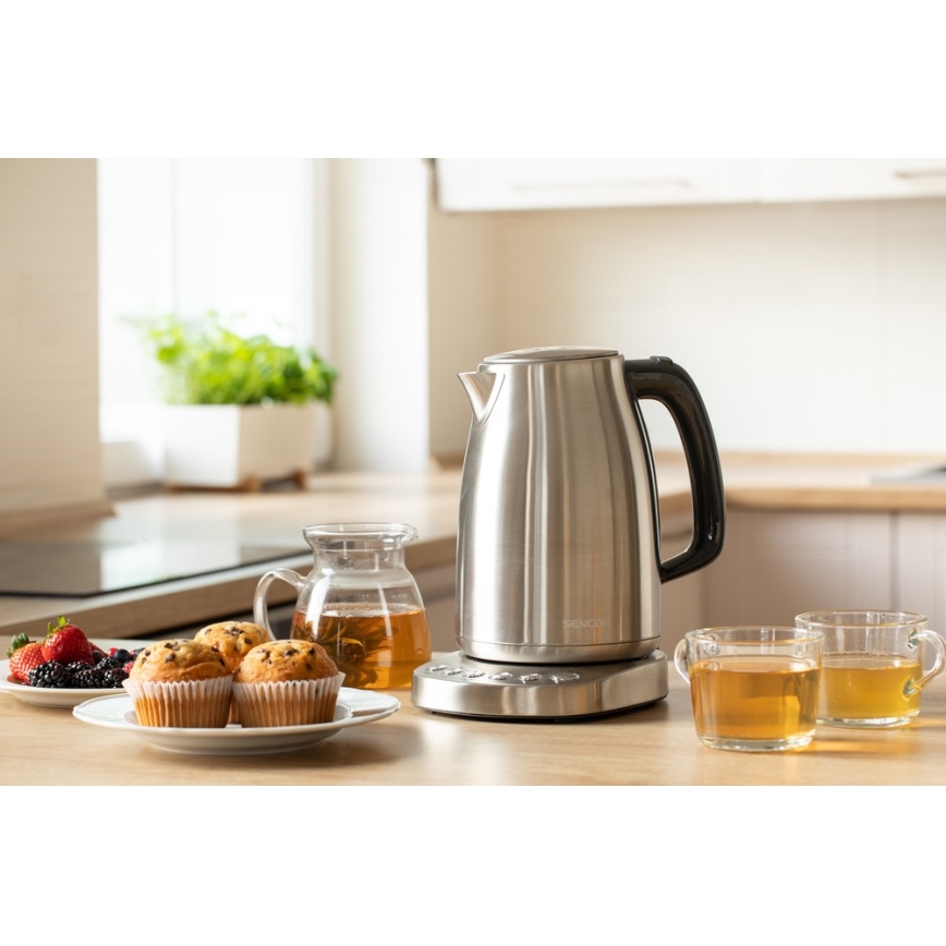Sencor - Електричний чайник з терморегуляцією 1,7 л 2200W/230V нержавіюча сталь