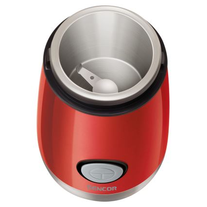 Sencor - Електричний млинок для зернової кави 60 г 150W/230V червоний/матовий хром