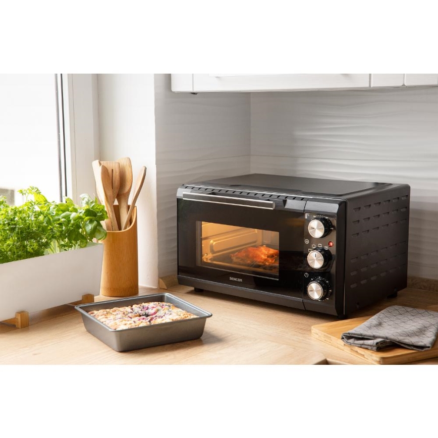 Sencor - Електрична духовка 20 л 1650W/230V чорний