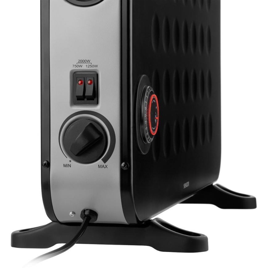 Sencor - Електричний точковий обігрівач/конвектор 750/1250/2000W/230V термостат IP24 чорний
