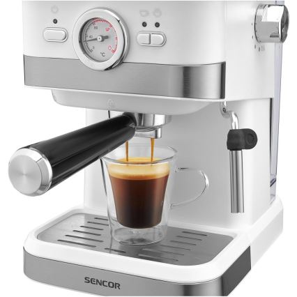 Sencor - Рожковая кофеварка эспрессо 1050 Вт/230 В белая/матовый хром