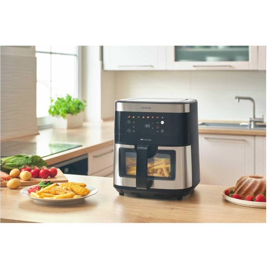 Sencor - Аерофритюрниця 9 л 1700 Вт/230 В чорна/матовий хром