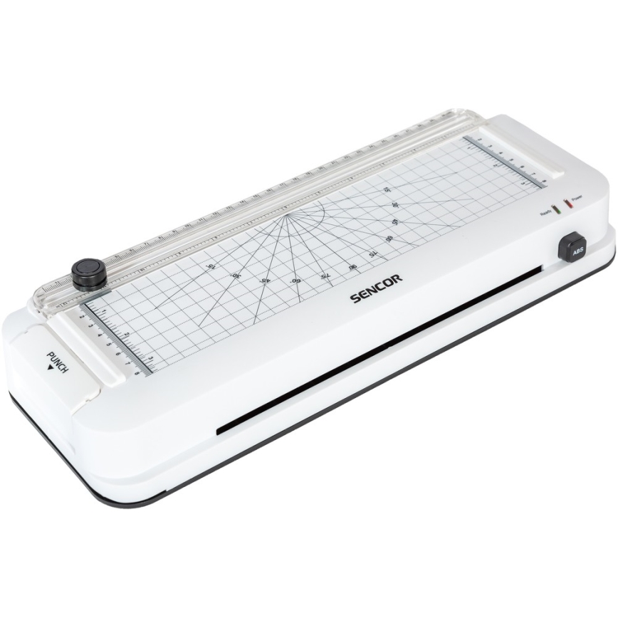 Sencor - Ламінатор A4 з різаком для паперу та дироколом 100W/230V білий