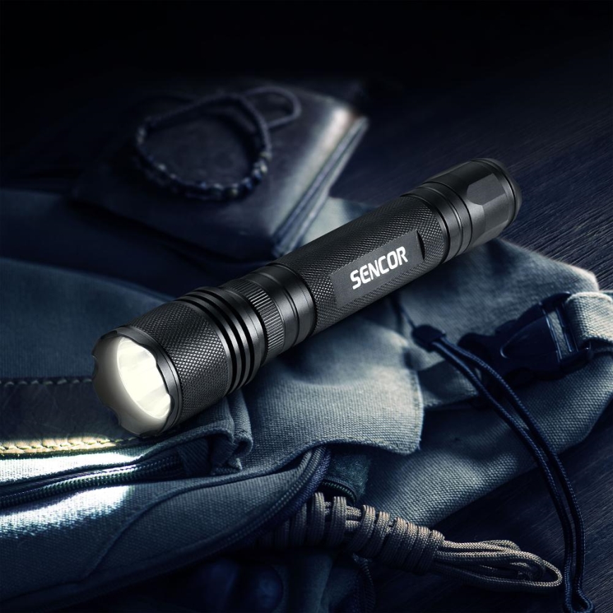 Sencor - LED Алюмінієвий ліхтарик LED/5W/6xAAA IP44 чорний