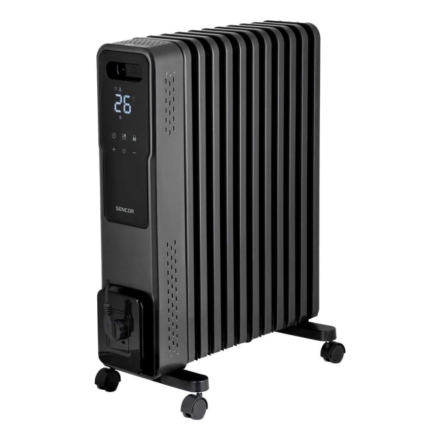Sencor - Масляний обігрівач з 11 ребер 1000/1200/2400 Вт/230 В Wi-Fi чорний
