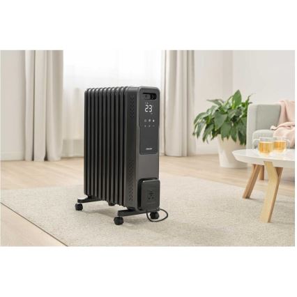 Sencor - Масляний обігрівач з 11 ребер 1000/1200/2400 Вт/230 В Wi-Fi чорний