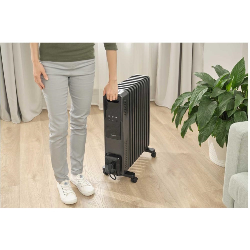Sencor - Масляний обігрівач з 11 ребер 1000/1200/2400 Вт/230 В Wi-Fi чорний
