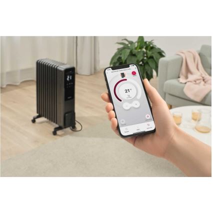 Sencor - Масляний обігрівач з 11 ребер 1000/1200/2400 Вт/230 В Wi-Fi чорний