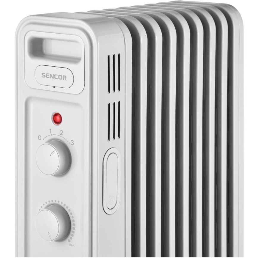 Sencor - масляний обігрівач із 9 секцій, 800/1200/2000 Вт/230 В, білий