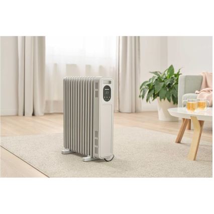 Sencor - Масляный радиатор с 13 секциями 1000/2500W/230V белый + пульт дистанционного управления