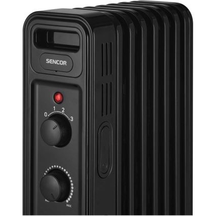 Sencor - масляный обогреватель с 7 секциями 600/900/1500 Вт/230 В черный