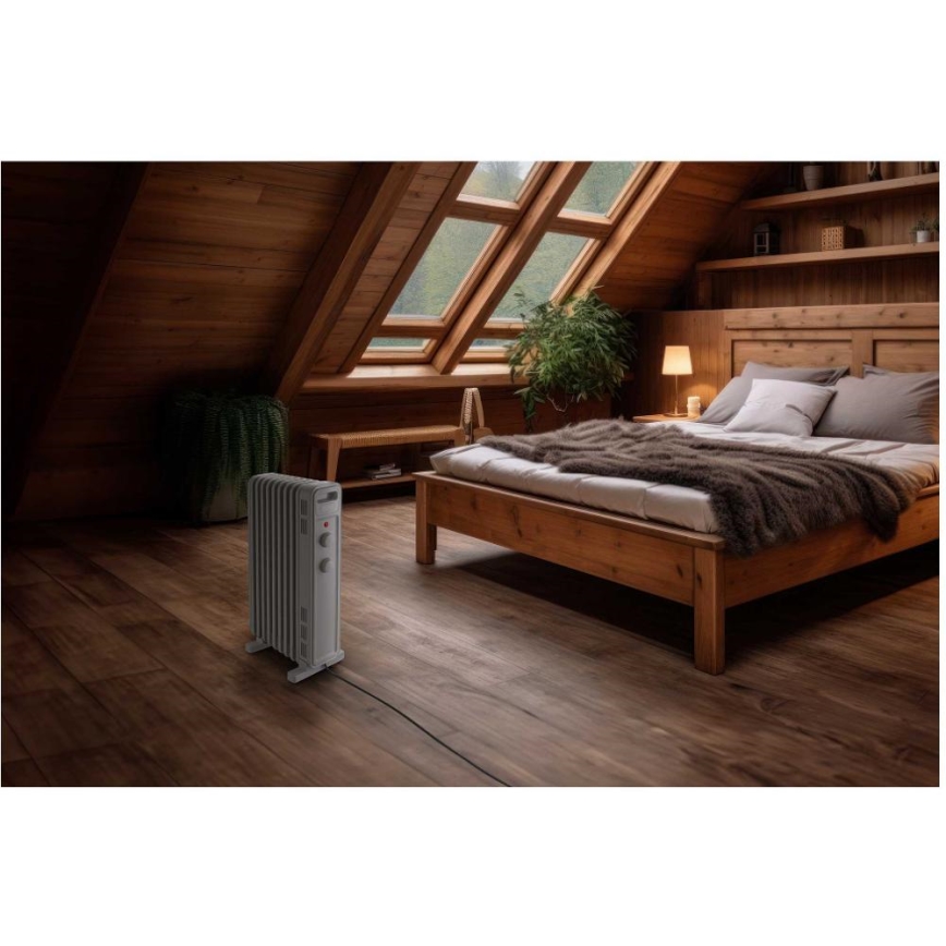 Sencor - масляный радиатор, 9 секций, 800/1200/2000 Вт, 230 В, белый