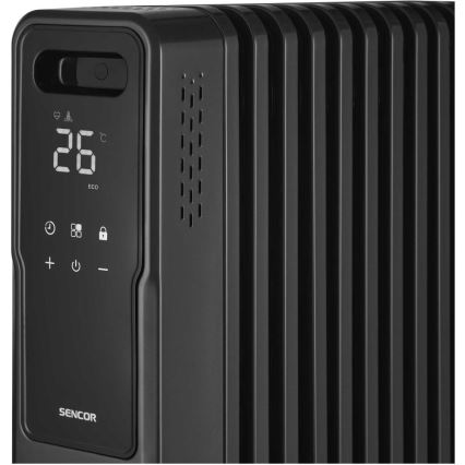 Sencor - масляный радиатор на 11 секций 1000/1200/2400 Вт, 230 В, с Wi-Fi, чёрный