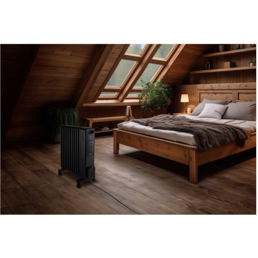 Sencor - масляный радиатор на 11 секций 1000/1200/2400 Вт, 230 В, с Wi-Fi, чёрный