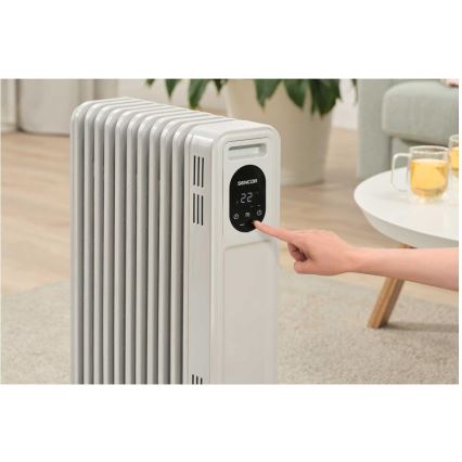 Sencor - Масляный радиатор с 11 секциями 1000/2300 Вт/230 В белый + пульт дистанционного управления