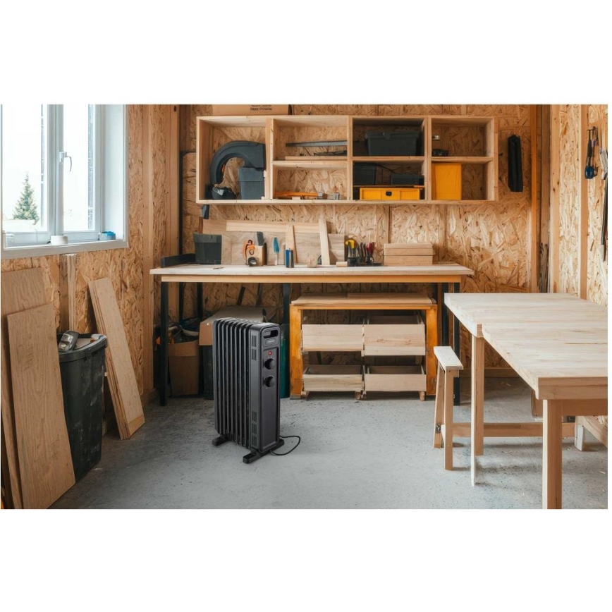 Sencor - Масляный радиатор с 9 секциями, 800/1200/2000 Вт, 230 В, чёрный