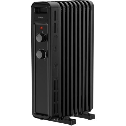 Sencor - Масляный радиатор с 9 секциями, 800/1200/2000 Вт, 230 В, чёрный