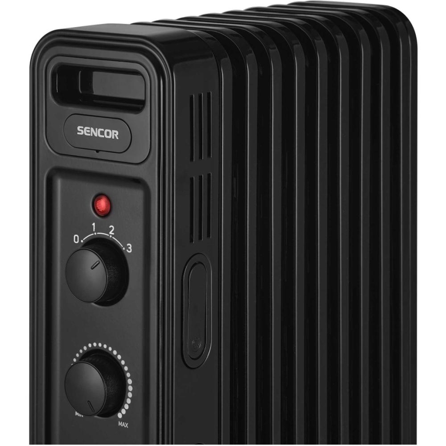 Sencor - Масляный радиатор с 9 секциями, 800/1200/2000 Вт, 230 В, чёрный