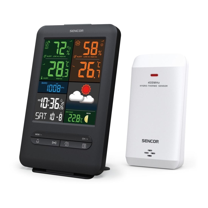 Sencor - Метеостанція з LCD кольоровим дисплеєм 5V/1xCR2032