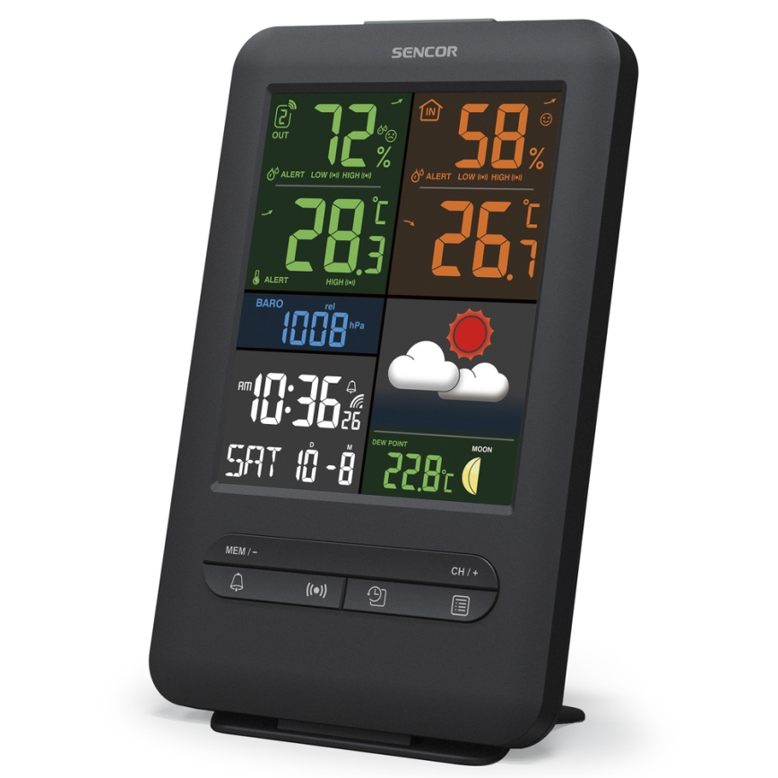Sencor - Метеостанція з LCD кольоровим дисплеєм 5V/1xCR2032