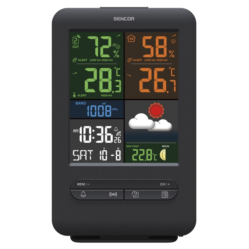 Sencor - Метеостанція з LCD кольоровим дисплеєм 5V/1xCR2032