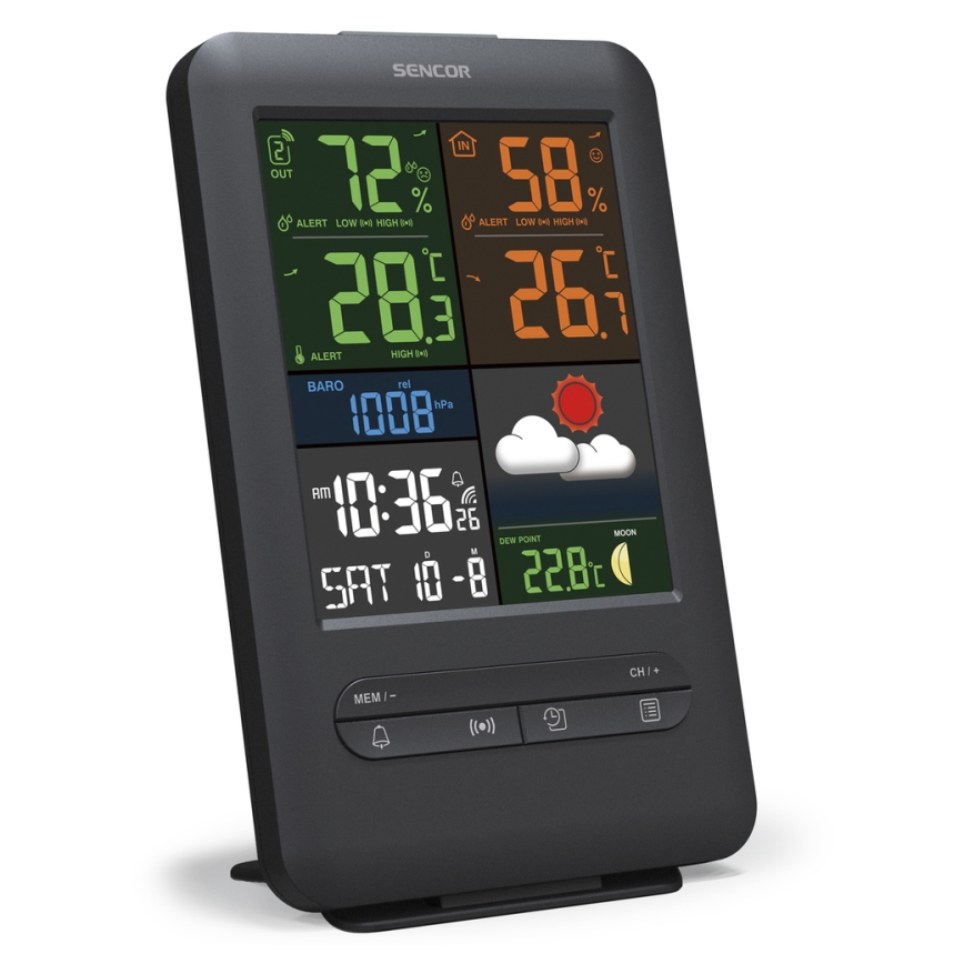 Sencor - Метеостанція з LCD кольоровим дисплеєм 5V/1xCR2032