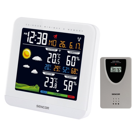 Sencor - Метеостанция с цифровым LCD-дисплеем и будильником 3xAAA