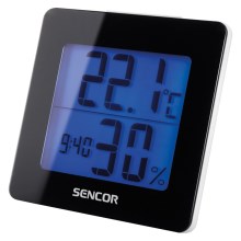 Sencor - Метеостанция с LCD-дисплеем и будильником 1xAA черный