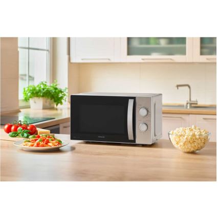 Sencor - Микроволновая печь с грилем 700 Вт/1000 Вт/230 В 20 л матовый хром