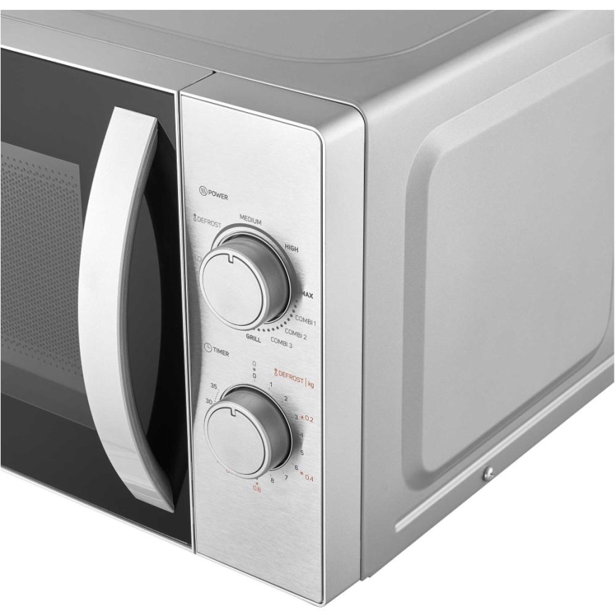 Sencor - Микроволновая печь с грилем 700 Вт/1000 Вт/230 В 20 л матовый хром