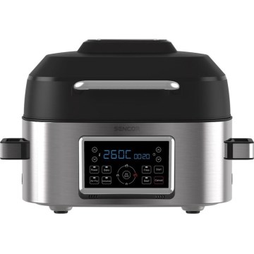 Sencor - Многофункциональная аэрофритюрница и гриль 1660 Вт/230 В, 6 л, матовый хром/чёрный