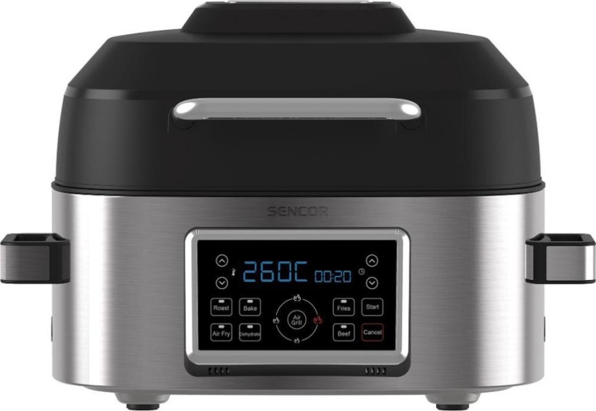 Sencor - Многофункциональная аэрофритюрница и гриль 1660 Вт/230 В, 6 л, матовый хром/чёрный