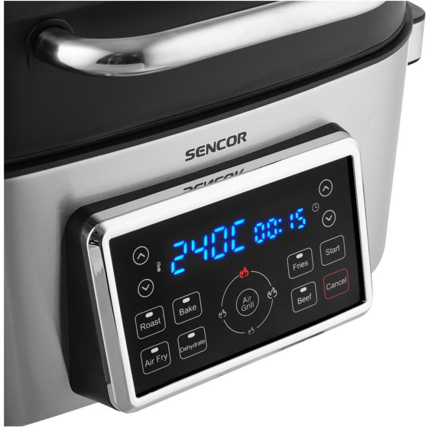Sencor - Многофункциональная аэрофритюрница и гриль 1660 Вт/230 В, 6 л, матовый хром/чёрный
