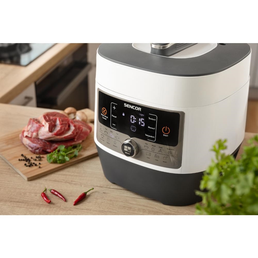 Sencor - Многофункциональная электрическая скороварка 5,5 л 1000W/230V белый/черный
