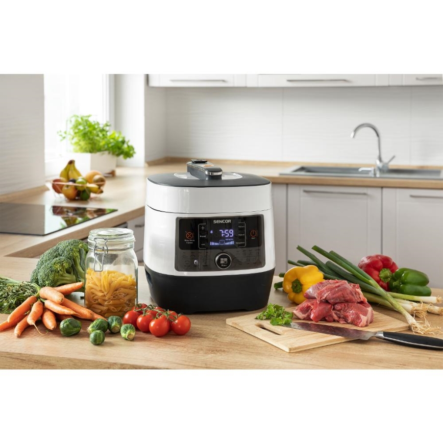 Sencor - Многофункциональная электрическая скороварка 5,5 л 1000W/230V белый/черный