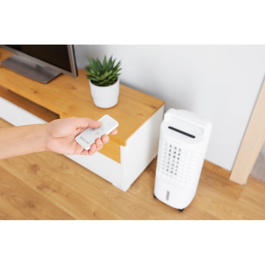 Sencor - Мобільний охолоджувач повітря з LED-дисплеєм 3 в 1 45 Вт/230 В білий + дистанційне керування