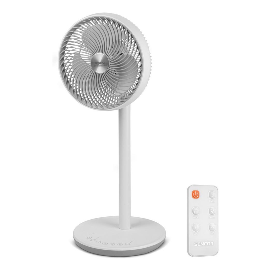Sencor - Напольный вентилятор 3D UltraSilent 26W/230V белый + дистанционное управление