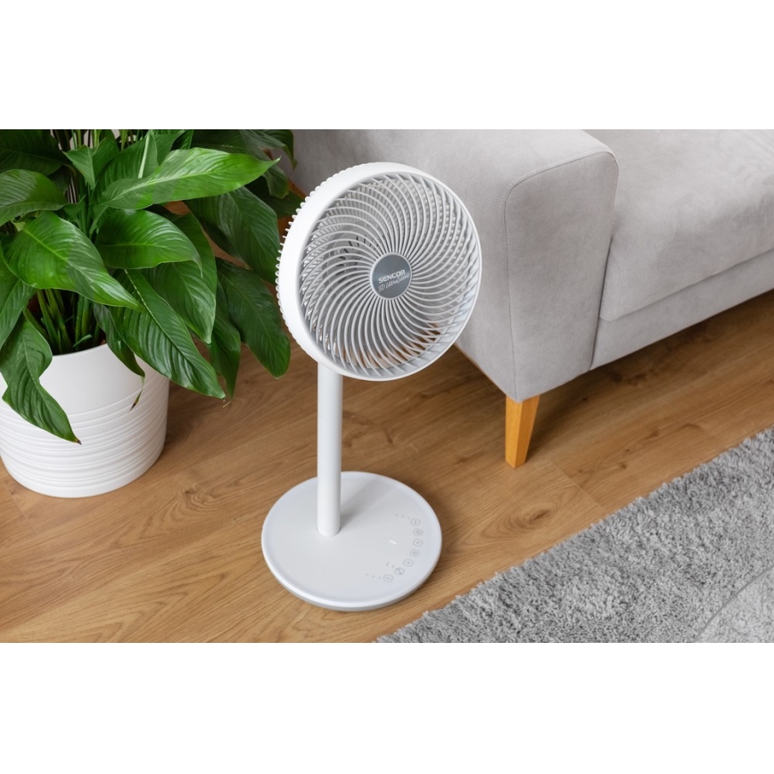 Sencor - Напольный вентилятор 3D UltraSilent 26W/230V белый + дистанционное управление