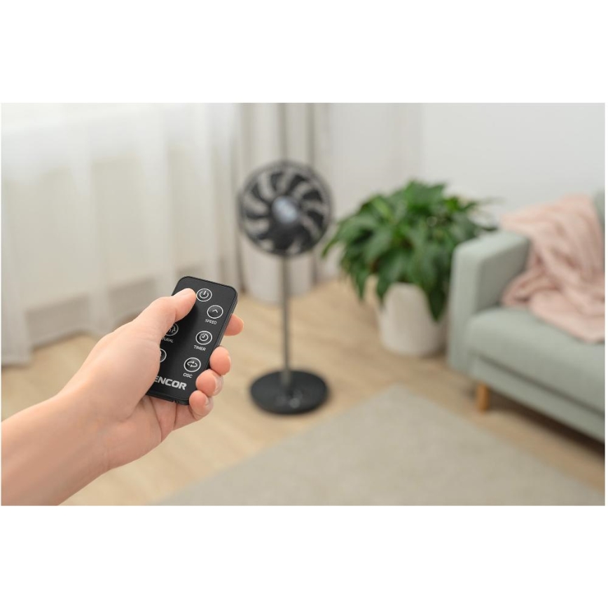 Sencor - напольный вентилятор 3D UltraSilent 26 Вт/230 В Wi-Fi, черный + пульт дистанционного управления