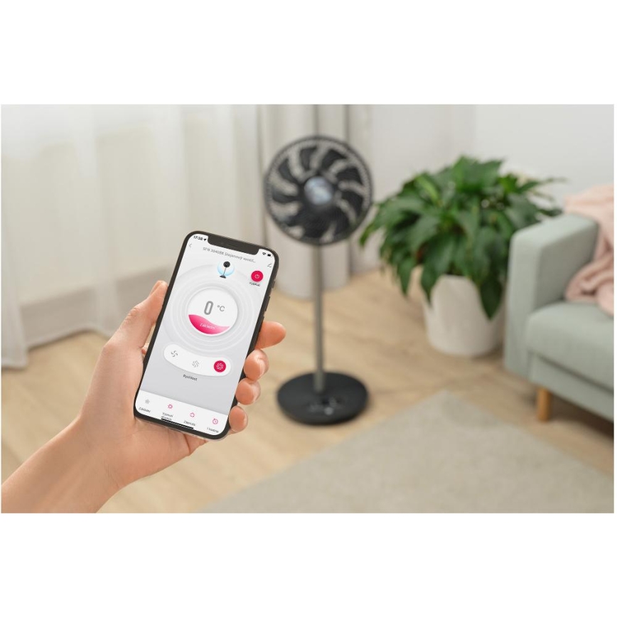 Sencor - напольный вентилятор 3D UltraSilent 26 Вт/230 В Wi-Fi, черный + пульт дистанционного управления