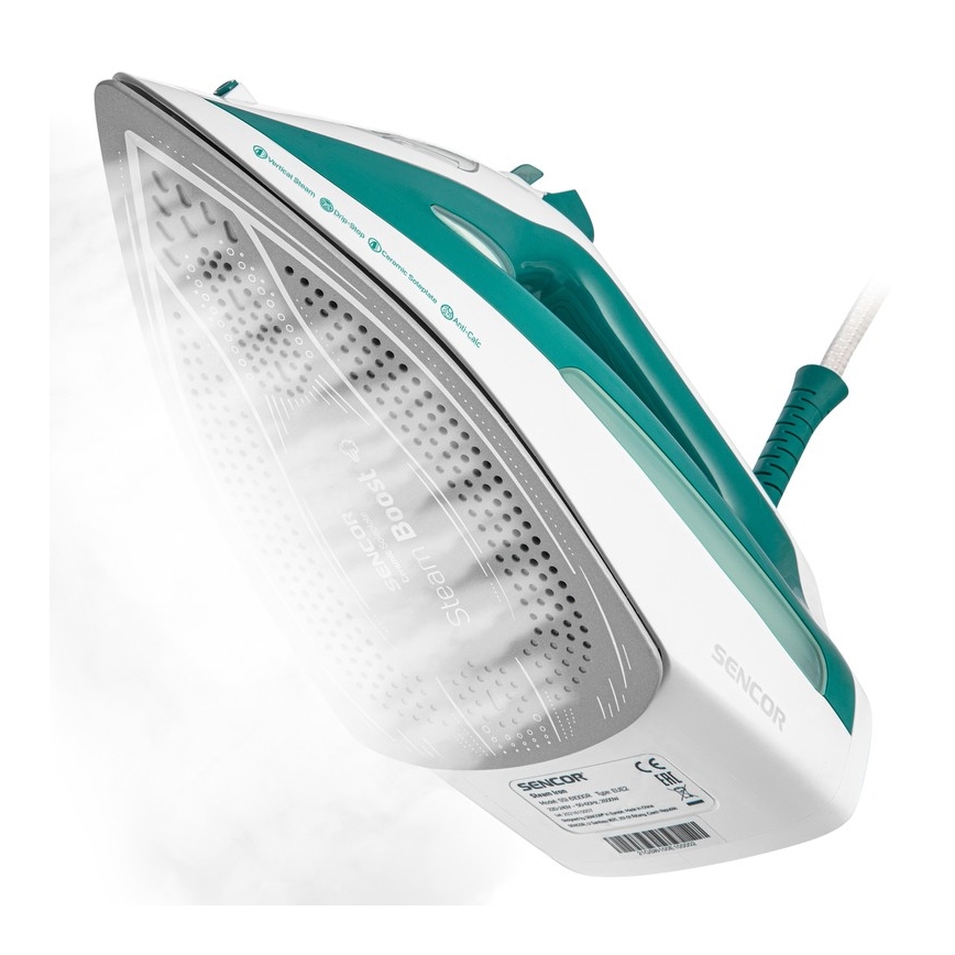 Sencor - Парова праска 2600W/230V бірюзовий/білий